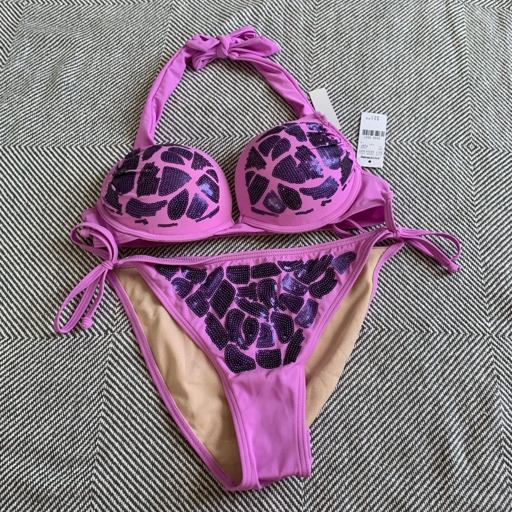 Purple Bikini with sequin giraffe style detailing